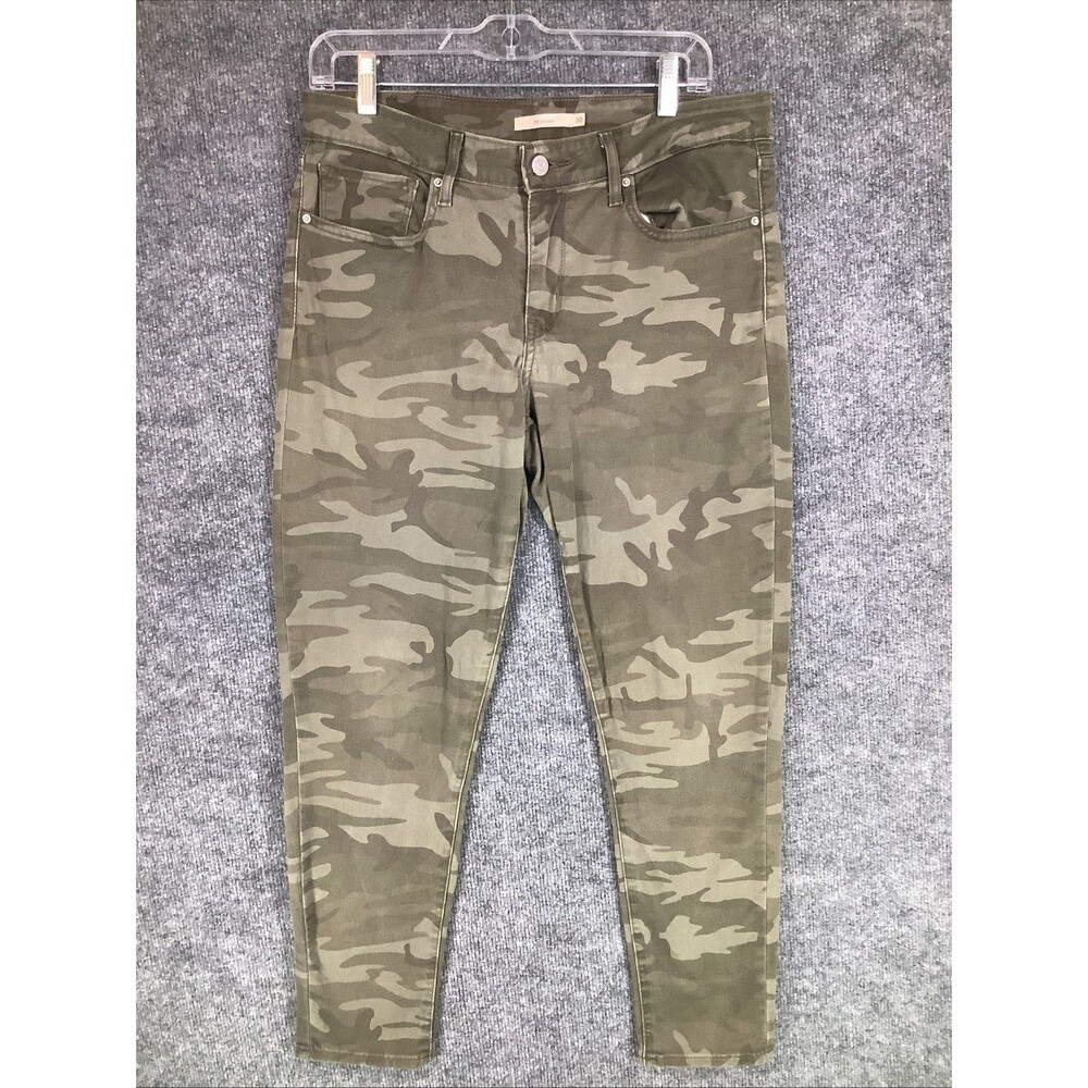 Levi’s 711 Skinny Jeans Womens 30 Green Camo Mid Rise Stretch Denim